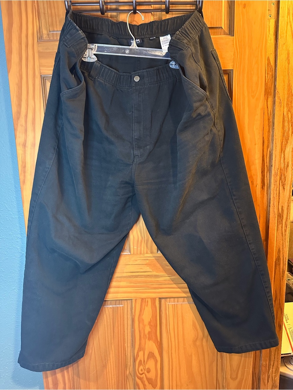 Men's Black Elastic-Waist Jeans Casual Pants 3xl